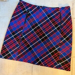 Anne Klein Blue and Red Plaid Mini Skirt